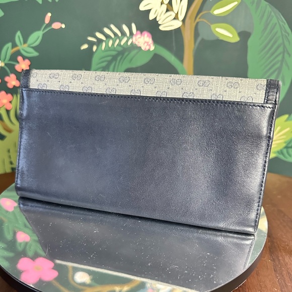 Gucci NAVY GG Supreme Vintage Canvas and Leather Bifold Wallet ๐๐ - Picture 3 of 13